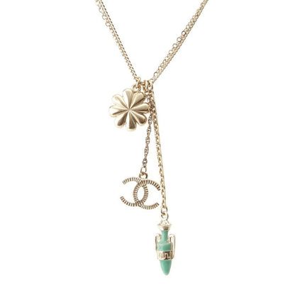 Chanel 18C GP Coco Mark Flower Motif Necklace Accessories Gold
