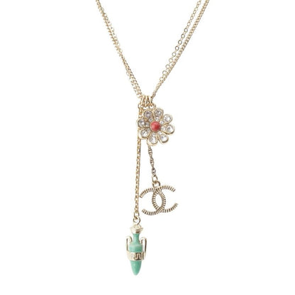 Chanel 18C GP Coco Mark Flower Motif Necklace Accessories Gold