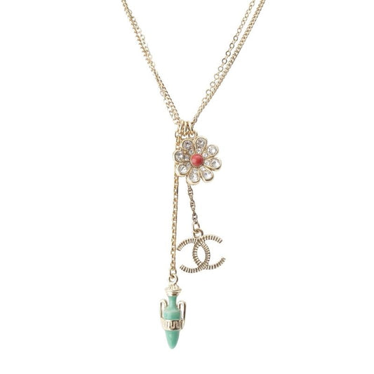 Chanel 18C GP Coco Mark Flower Motif Necklace Accessories Gold