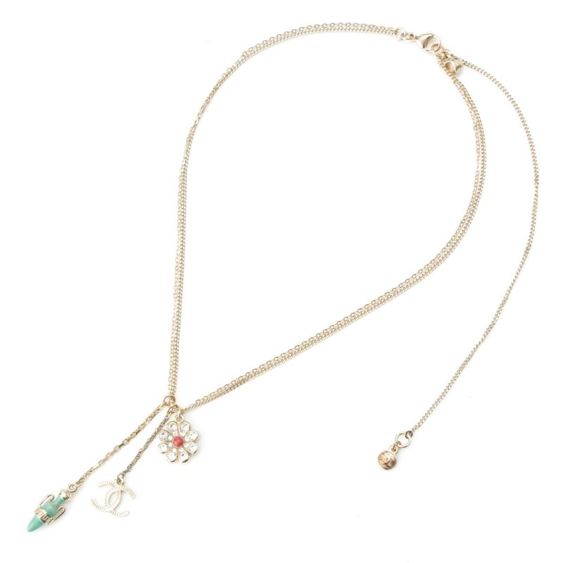 Chanel 18C GP Coco Mark Flower Motif Necklace Accessories Gold