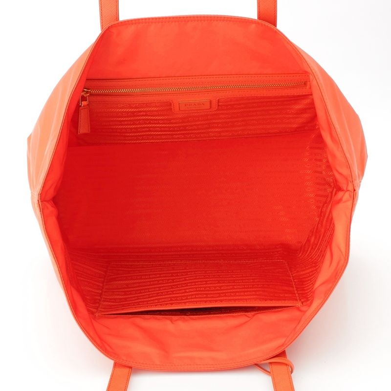 Prada Re-nylon X Saffiano Leather Re-edition Tote Handbag Hand 1bg527 Orange