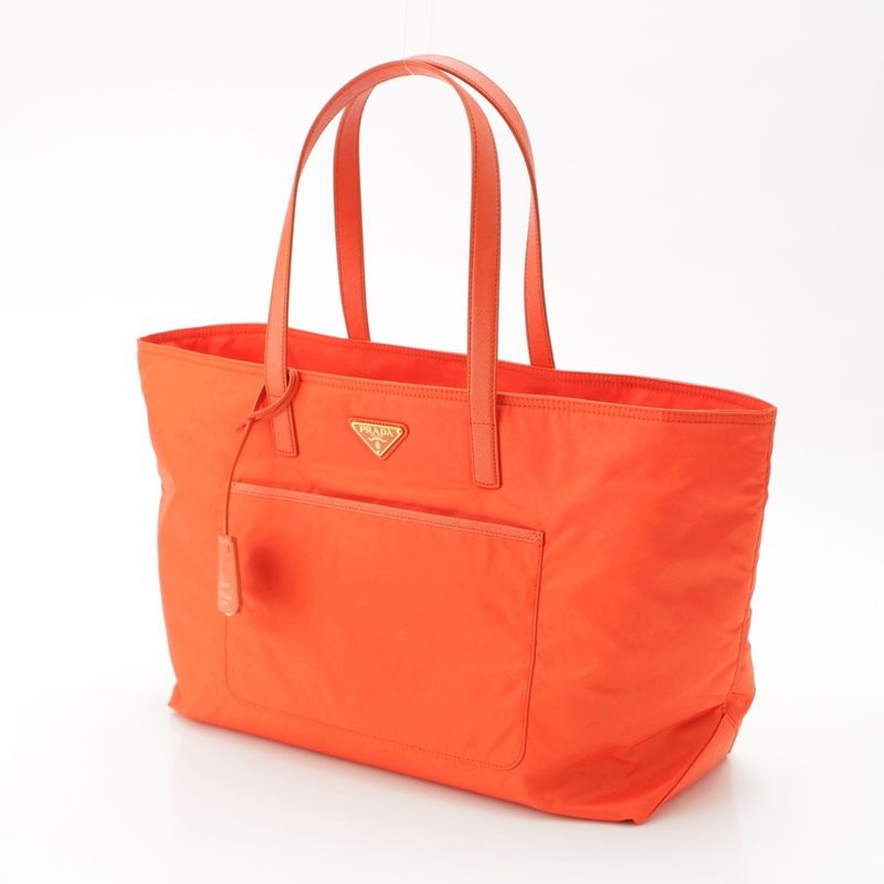 Prada Re-nylon X Saffiano Leather Re-edition Tote Handbag Hand 1bg527 Orange