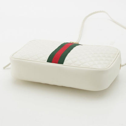 Gucci Leather GG Marmont Sherry Line Quilted Shoulder Bag 541051 White