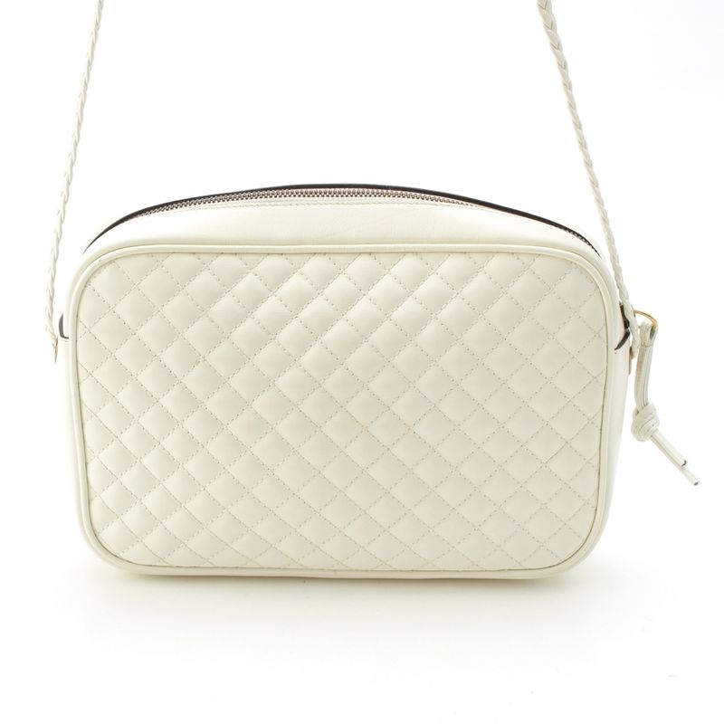 Gucci Leather GG Marmont Sherry Line Quilted Shoulder Bag 541051 White