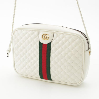 Gucci Leather GG Marmont Sherry Line Quilted Shoulder Bag 541051 White