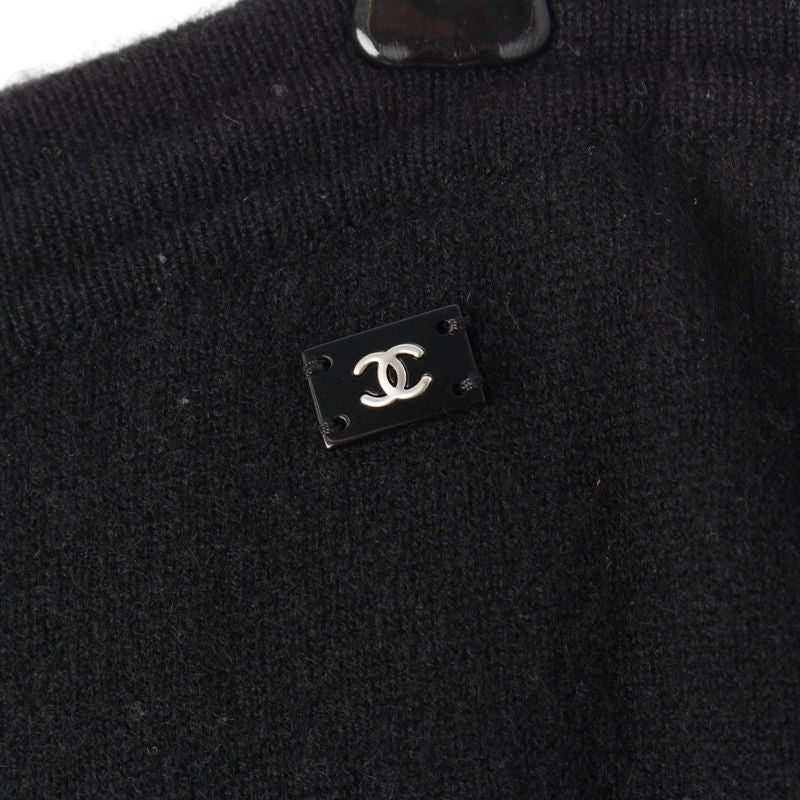 Chanel 03A Knit Coco Plate Side Charm Easy Pants Bottoms Black