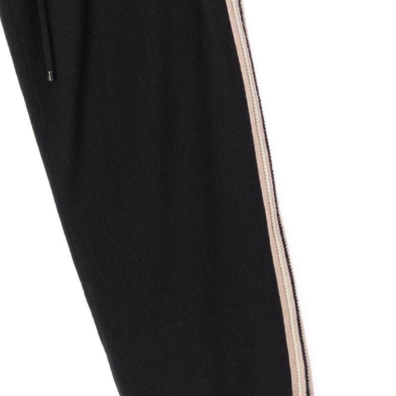Chanel 03A Knit Coco Plate Side Charm Easy Pants Bottoms Black