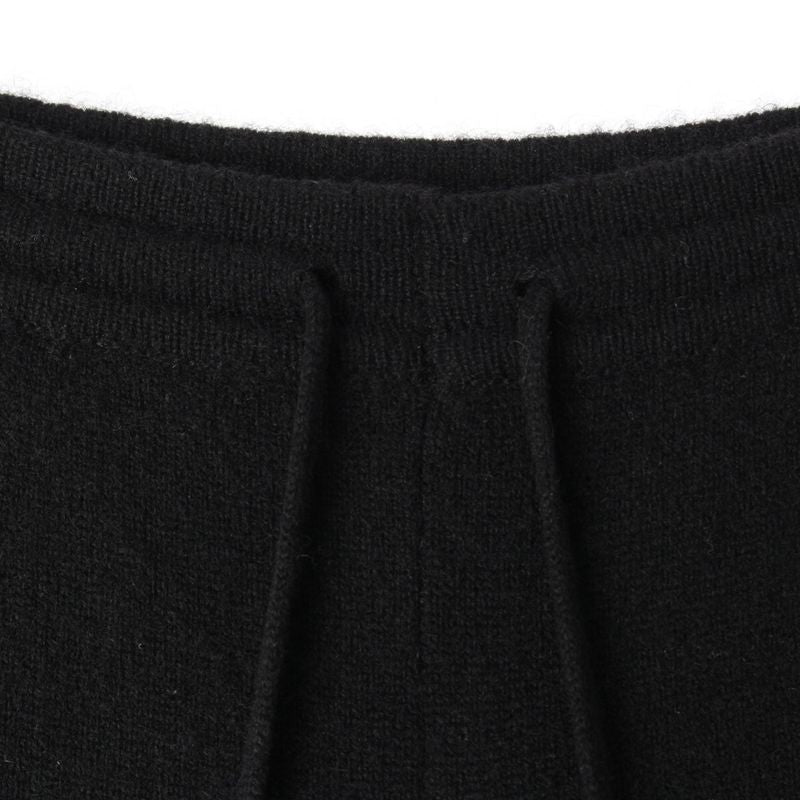 Chanel 03A Knit Coco Plate Side Charm Easy Pants Bottoms Black
