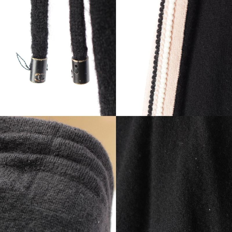 Chanel 03A Knit Coco Plate Side Charm Easy Pants Bottoms Black