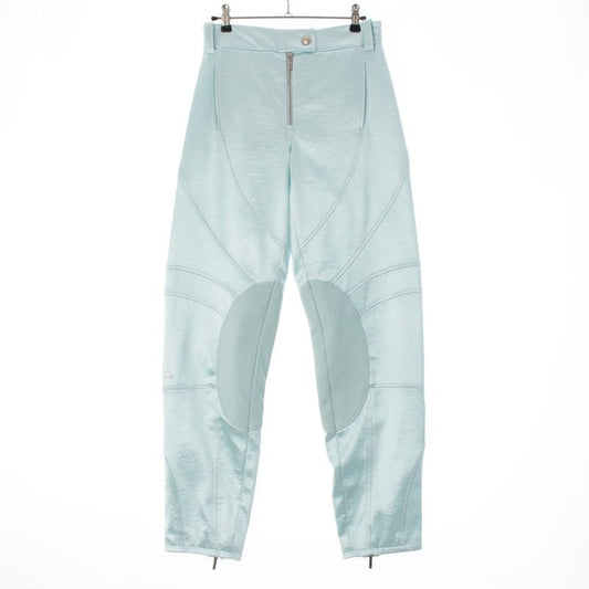 Chanel 2024 Coco Mark Rhinestone Satin Pants Bottoms P76369 Light Blue 34