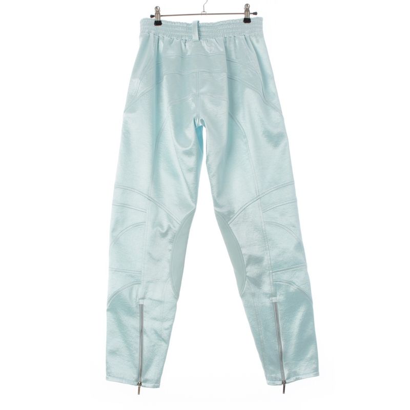 Chanel 2024 Coco Mark Rhinestone Satin Pants Bottoms P76369 Light Blue 34