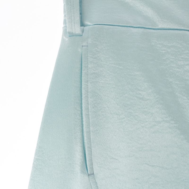 Chanel 2024 Coco Mark Rhinestone Satin Pants Bottoms P76369 Light Blue 34