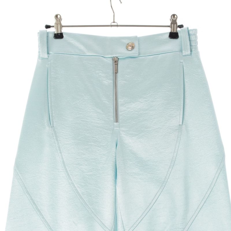 Chanel 2024 Coco Mark Rhinestone Satin Pants Bottoms P76369 Light Blue 34