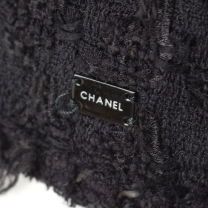Chanel 05C Cotton Wool Melia Tweed Tailored Jacket With Belt P24873 Black 36