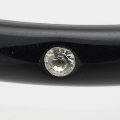 Chanel 00A Plastic Logo Stone Bangle Bracelet Black