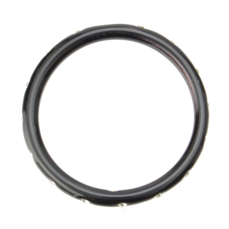 Chanel 00A Plastic Logo Stone Bangle Bracelet Black