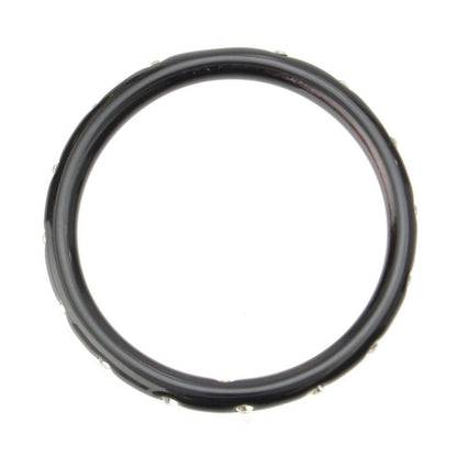 Chanel 00A Plastic Logo Stone Bangle Bracelet Black