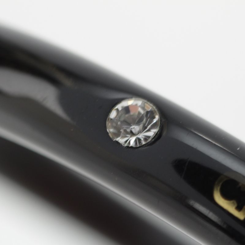 Chanel 00A Plastic Logo Stone Bangle Bracelet Black