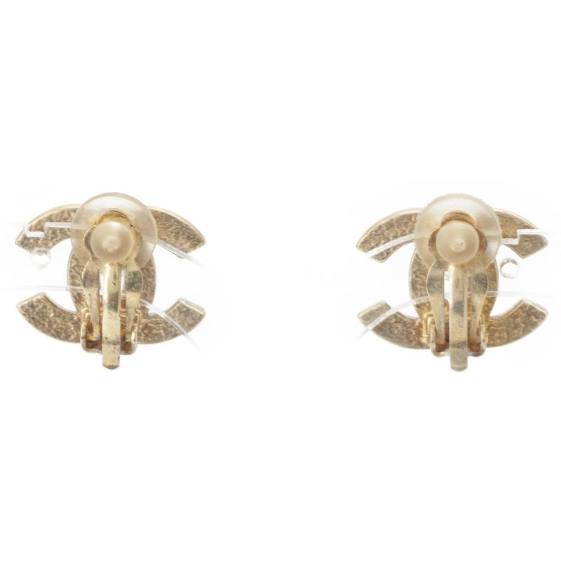 Chanel 01A Coco Mark Pearl Earrings Gold