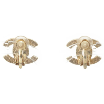 Chanel 01A Coco Mark Pearl Earrings Gold