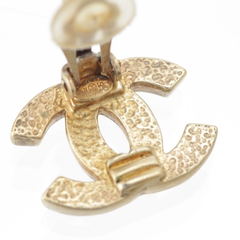 Chanel 01A Coco Mark Pearl Earrings Gold