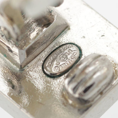 Chanel 01P Coco Mark Square Earrings Silver Black White