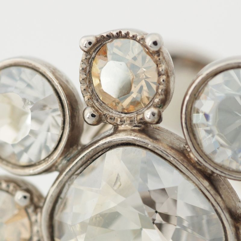 Chanel 08C Rhinestone Logo Coco Mark Ring Silver Size 13