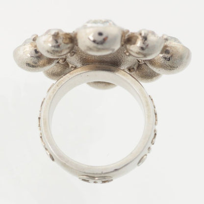 Chanel 08C Rhinestone Logo Coco Mark Ring Silver Size 13
