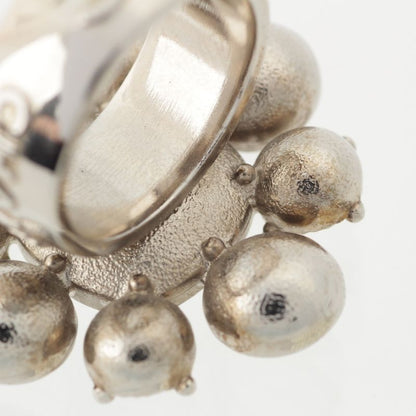 Chanel 08C Rhinestone Logo Coco Mark Ring Silver Size 13