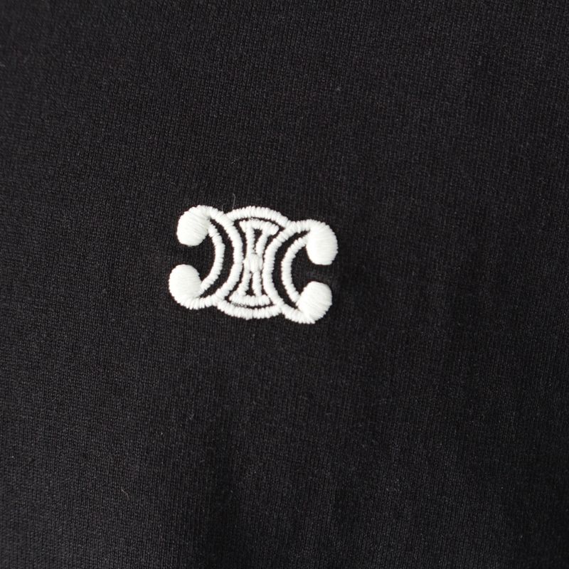 Celine Triomphe Embroidered Logo Long Sleeve T-shirt Long Sleeve Cut And Sewn