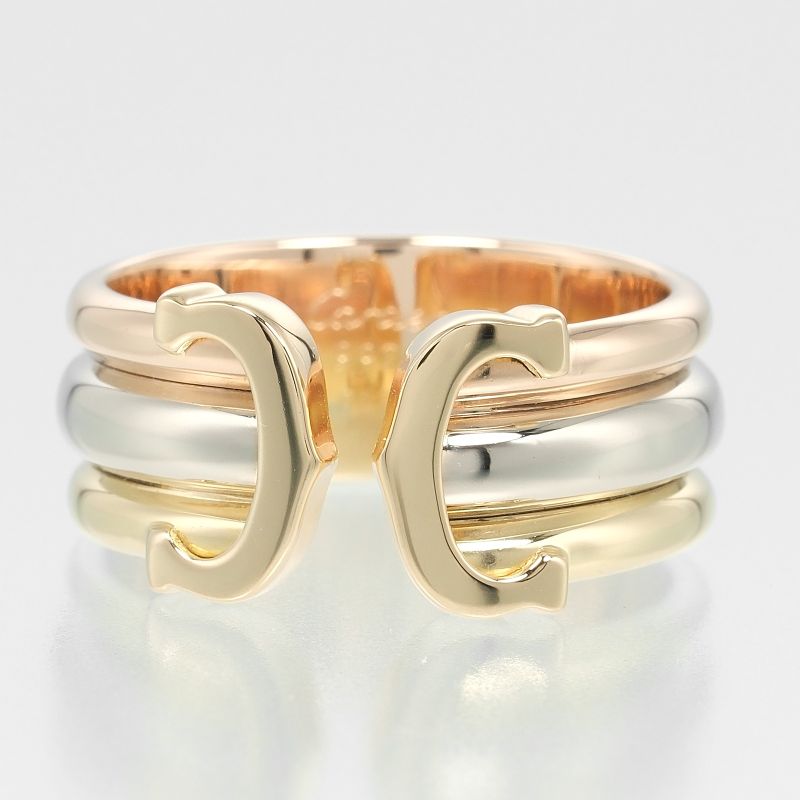 Cartier 2C LM 18K Gold (yg×pg×wg) 15.5 Ladies 7g Ring