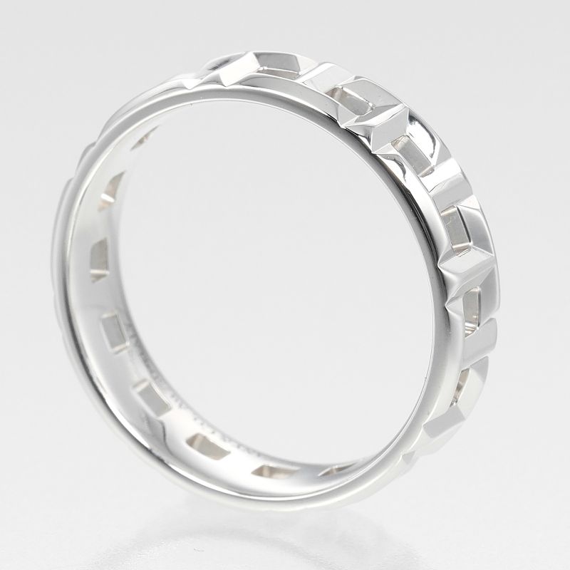 Tiffany & Co T True Wide 5.5mm (0.22in) Band 18kwhite Gold #15 Ladies 5.2g Ring