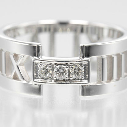 Tiffany & Co Open Atlas 18kwhite Gold X 3P Diamonds #17 Ladies 6.55g Ring