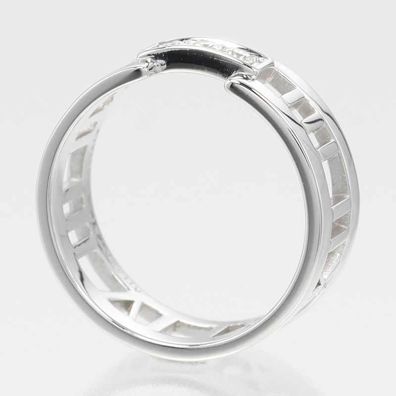 Tiffany & Co Open Atlas 18kwhite Gold X 3P Diamonds #17 Ladies 6.55g Ring
