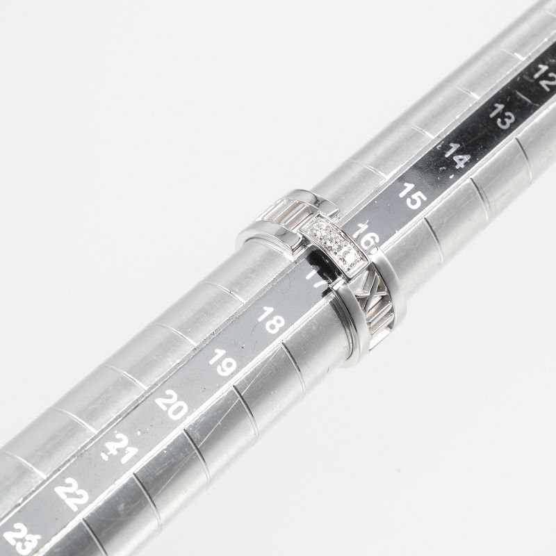 Tiffany & Co Open Atlas 18kwhite Gold X 3P Diamonds #17 Ladies 6.55g Ring