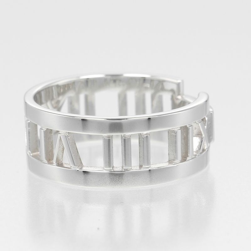 Tiffany & Co Open Atlas 18kwhite Gold X 3P Diamonds #17 Ladies 6.55g Ring