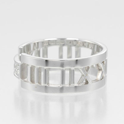 Tiffany & Co Open Atlas 18kwhite Gold X 3P Diamonds #17 Ladies 6.55g Ring