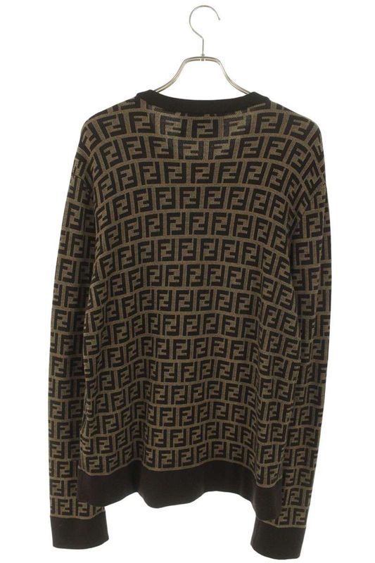 Versace X Fendi 1006108 Zucca Pattern Knit With Medusa Beads Decoration Men's 52