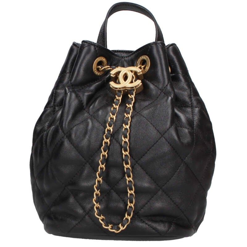 Chanel Lambskin Chain Strap Drawstring Backpack Women