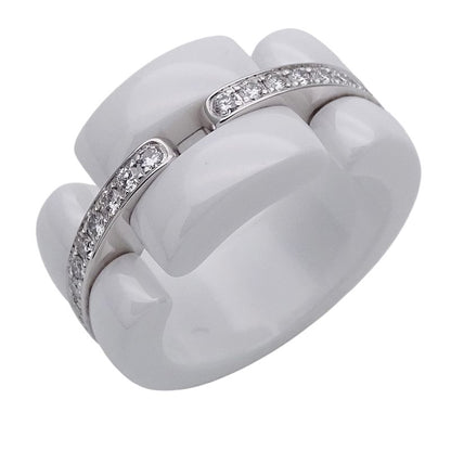 Chanel Ring Ladies Brand Ring White Ceramic 750wg Diamond Ultra White #48