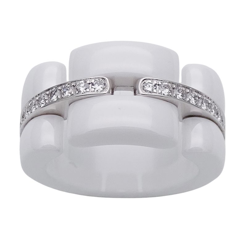 Chanel Ring Ladies Brand Ring White Ceramic 750wg Diamond Ultra White #48