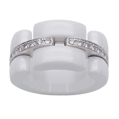 Chanel Ring Ladies Brand Ring White Ceramic 750wg Diamond Ultra White #48