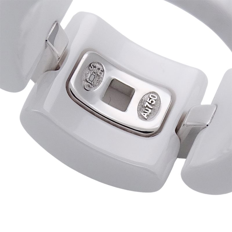 Chanel Ring Ladies Brand Ring White Ceramic 750wg Diamond Ultra White #48