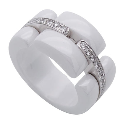 Chanel Ring Ladies Brand Ring White Ceramic 750wg Diamond Ultra White #48