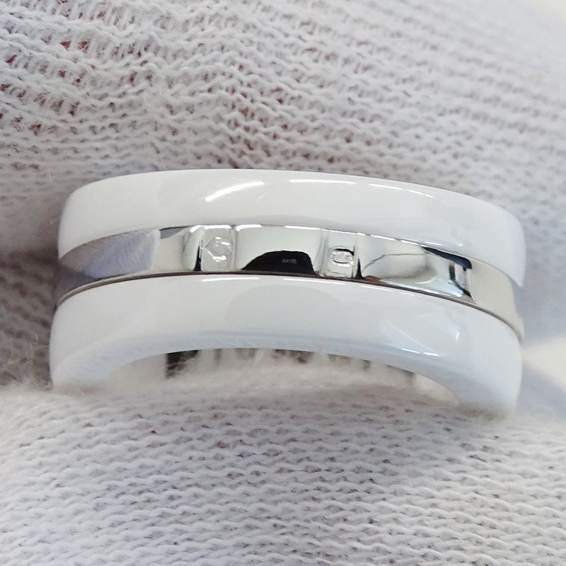 Chanel Ring Ladies Brand Ring White Ceramic 750wg Diamond Ultra White #48