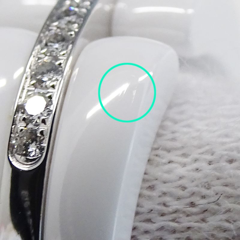 Chanel Ring Ladies Brand Ring White Ceramic 750wg Diamond Ultra White #48