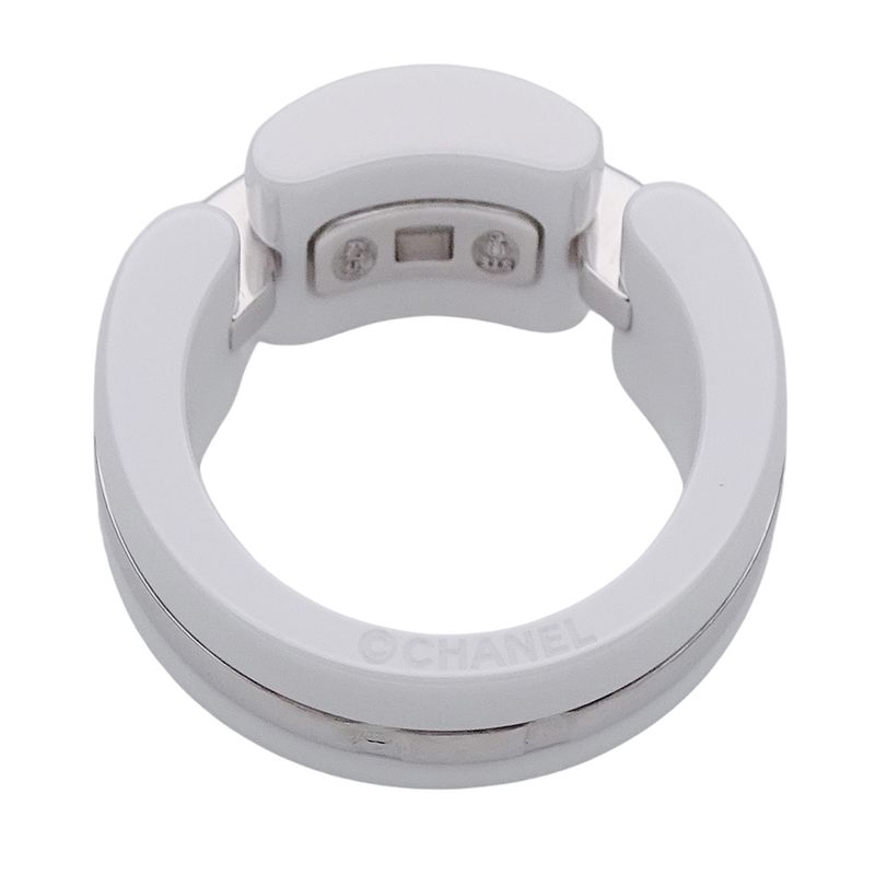 Chanel Ring Ladies Brand Ring White Ceramic 750wg Diamond Ultra White #48