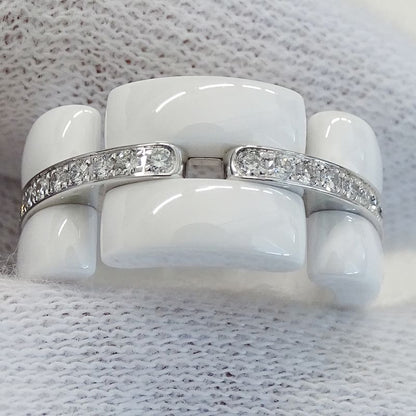 Chanel Ring Ladies Brand Ring White Ceramic 750wg Diamond Ultra White #48