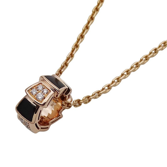 Bulgari Bvlgari Necklace Ladies Brand 750pg Onyx Diamond Serpenti Viper Pink
