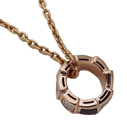 Bulgari Bvlgari Necklace Ladies Brand 750pg Onyx Diamond Serpenti Viper Pink